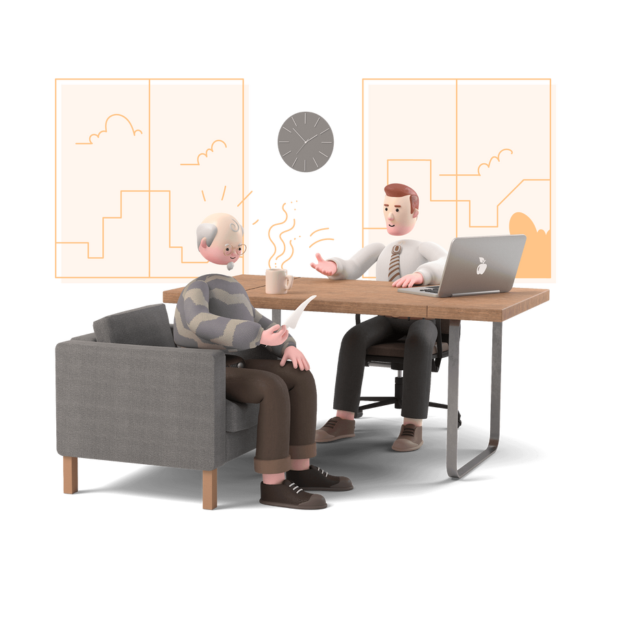 business office workspace desk consultation device client customer